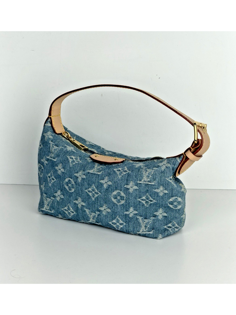 Louis Vuitton Hills Pochette Shoulder Bag in Blue LV Monogram Denim NFC C5